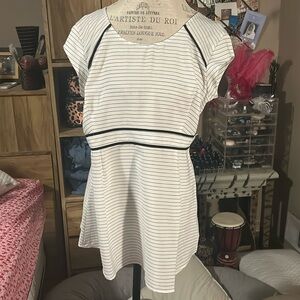 Motherhood Maternity White and Black Striped Blouse - Medium